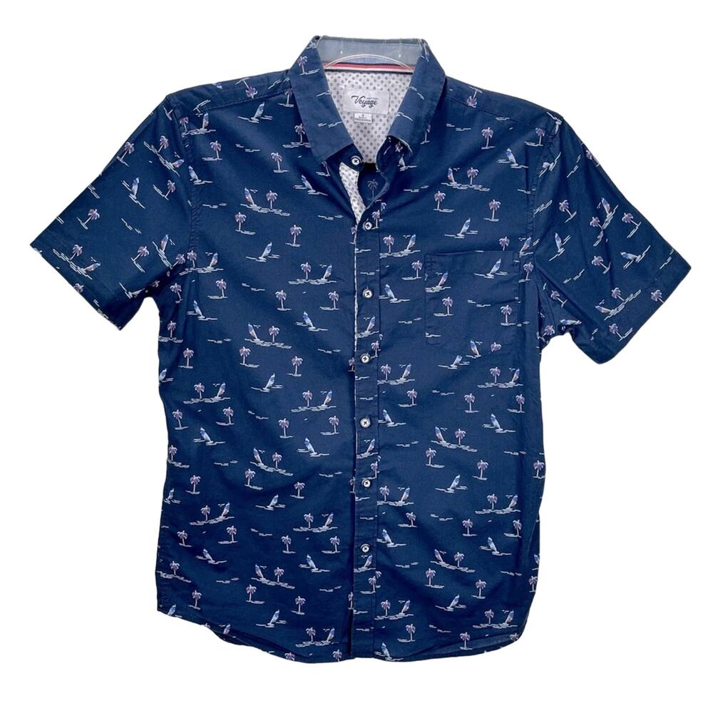 CRAFT + FLOW‎ VOYAGE | Short Sleeve Button Down Shirt Navy Blue S